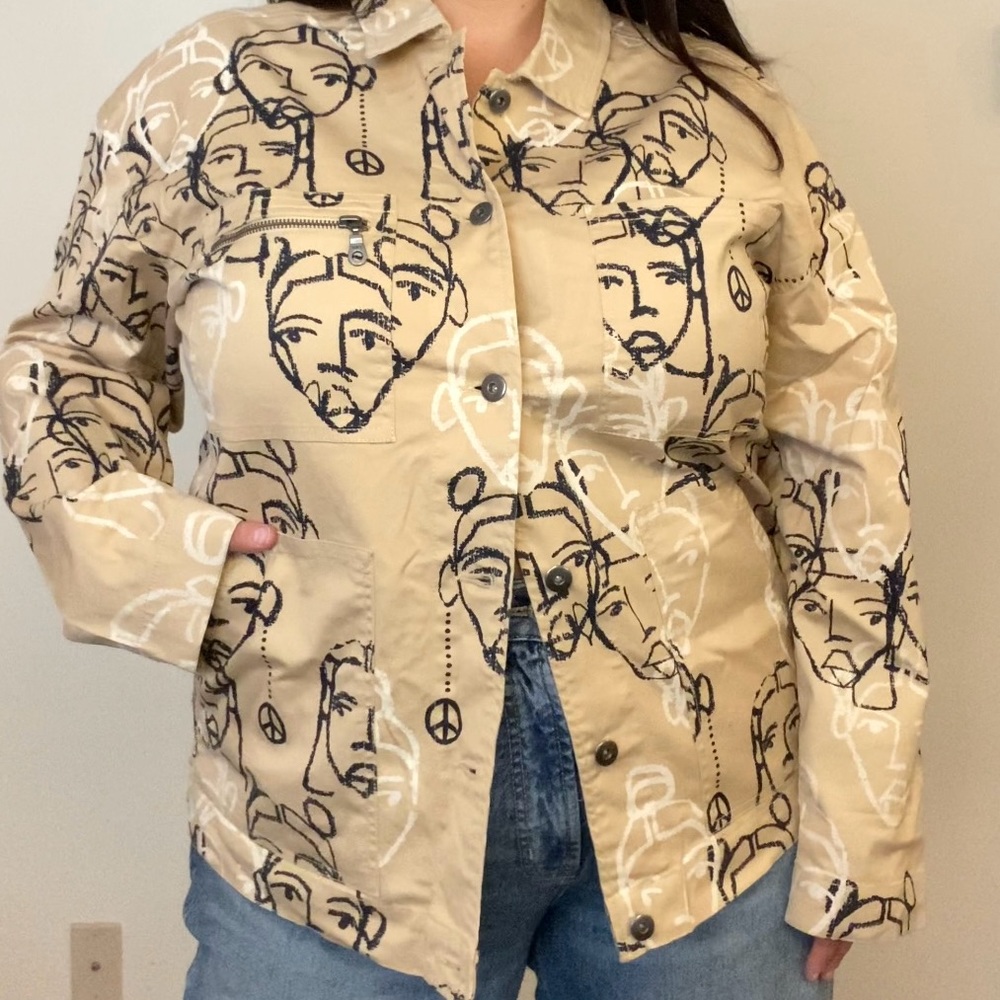 Nordstrom x Cristina Martinez Shacket Faces Graphic Print